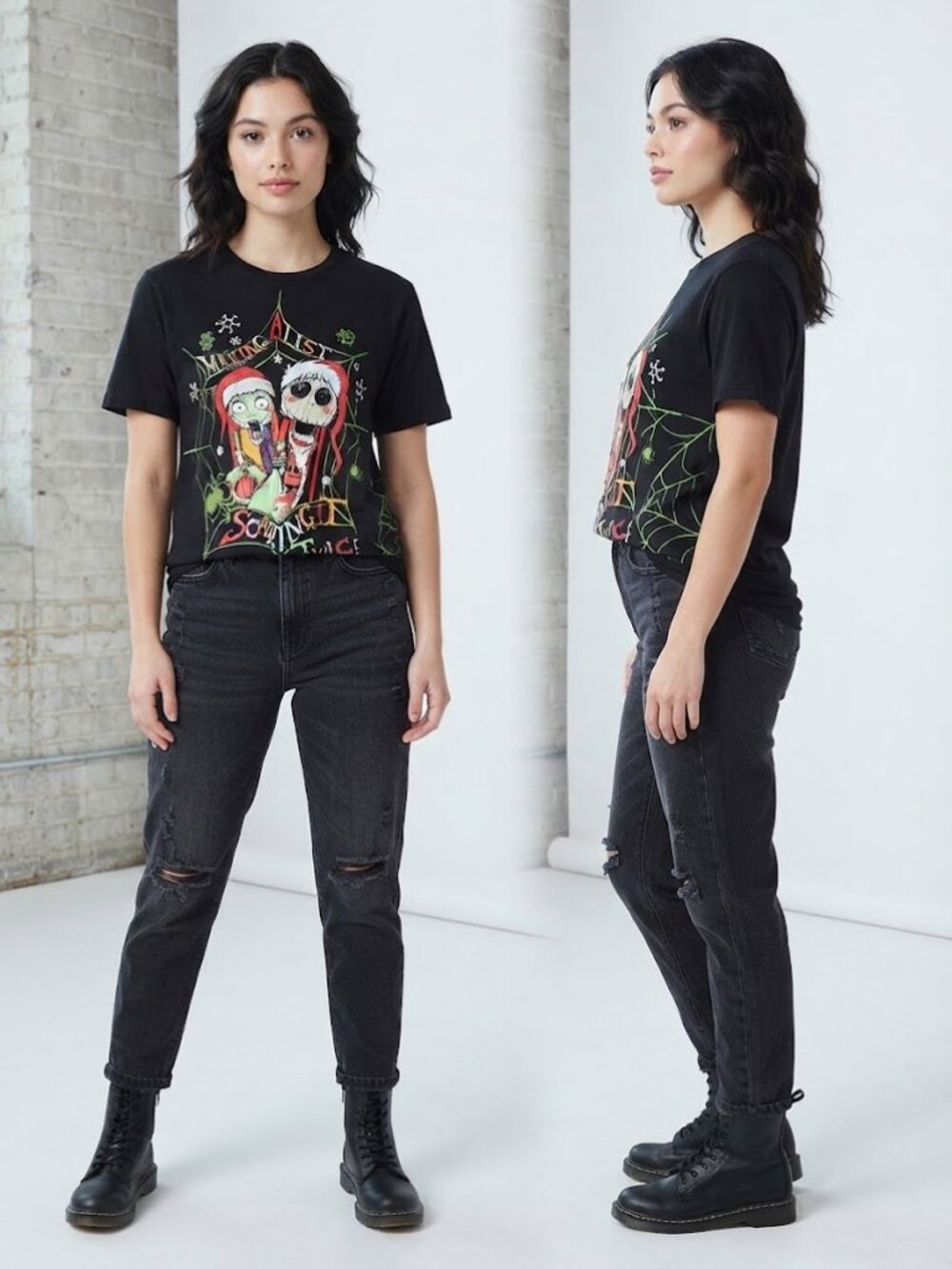Disney The Nightmare Before Christmas Black Women's Shirt Size Large NEW